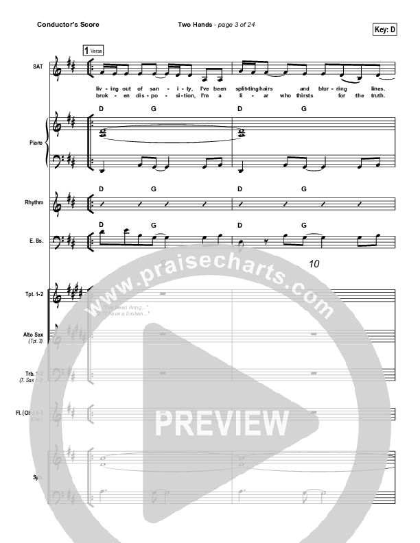 Two Hands Conductor's Score (Jars Of Clay)