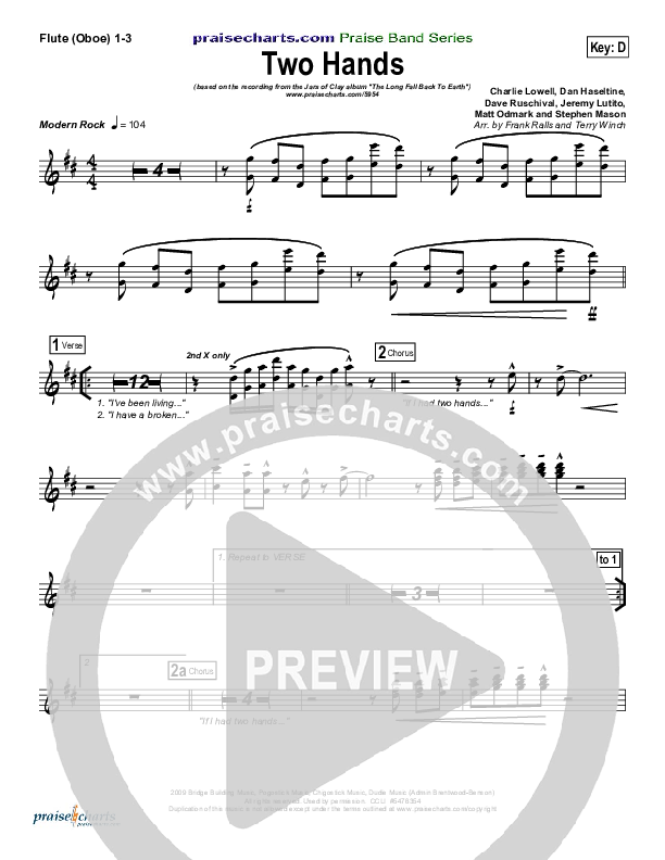 Two Hands Flute/Oboe 1/2/3 (Jars Of Clay)