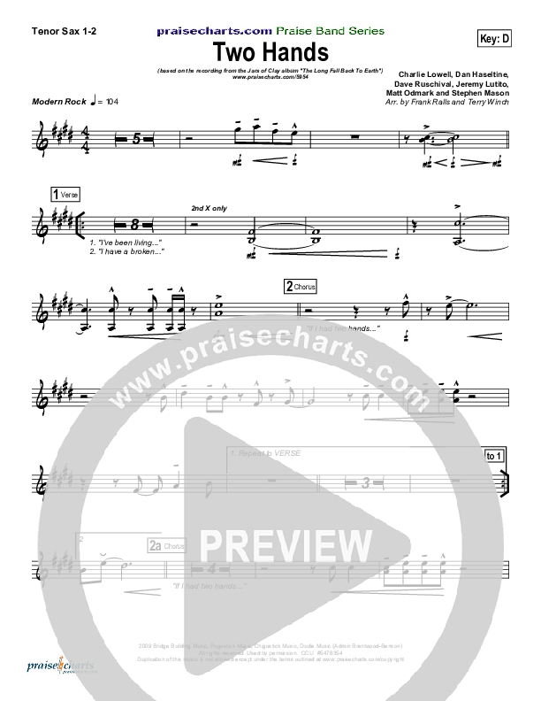 Two Hands Tenor Sax 1/2 (Jars Of Clay)