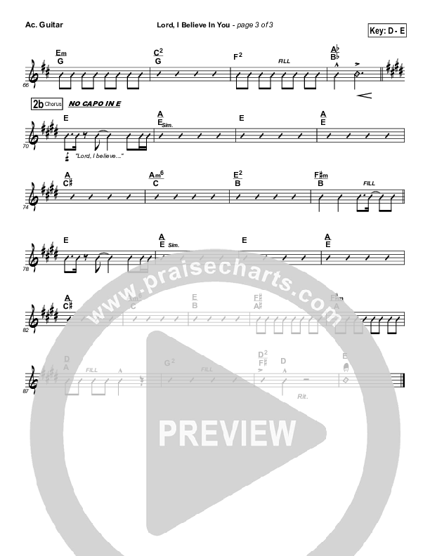 Lord I Believe In You Acoustic Guitar (Songs of Brooklyn Tabernacle Choir (PraiseCharts Edition))