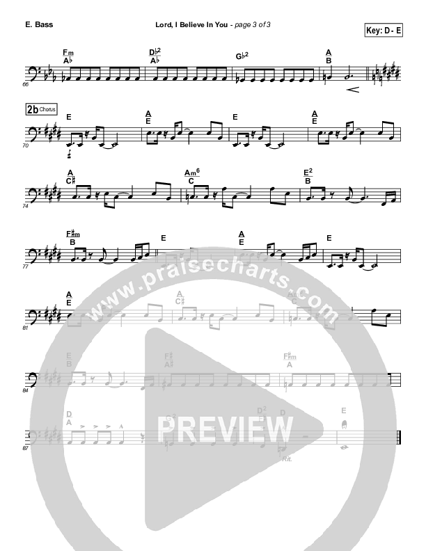 Lord I Believe In You Bass Guitar (Songs of Brooklyn Tabernacle Choir (PraiseCharts Edition))