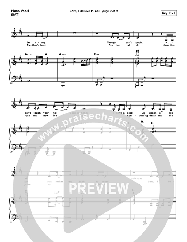 Lord I Believe In You Piano/Vocal (SAT) (Songs of Brooklyn Tabernacle Choir (PraiseCharts Edition))