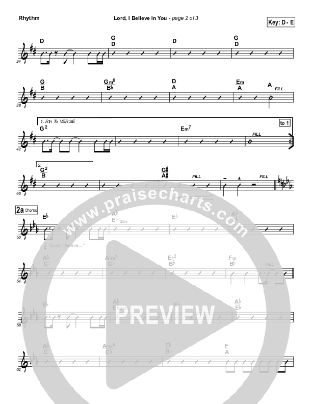 Lord I Believe In You Rhythm Chart (Songs of Brooklyn Tabernacle Choir (PraiseCharts Edition))