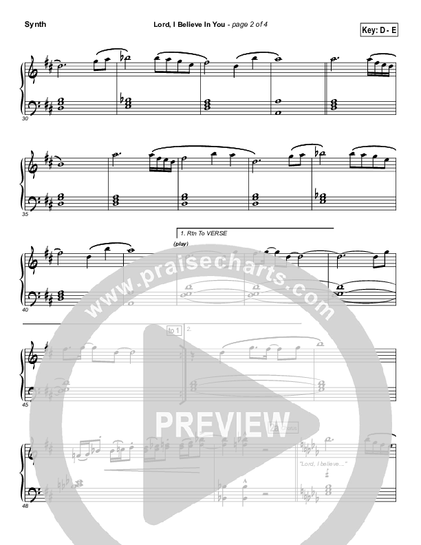 Lord I Believe In You Synth Strings (Songs of Brooklyn Tabernacle Choir (PraiseCharts Edition))