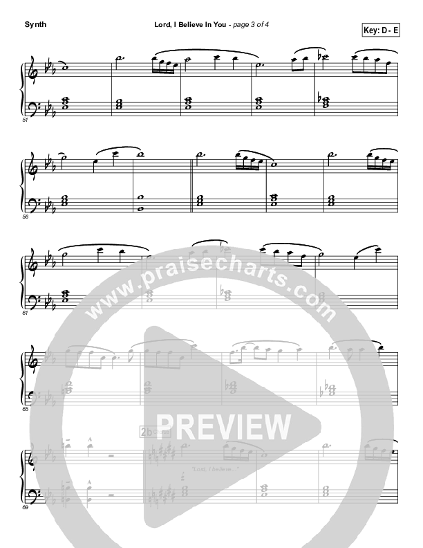 Lord I Believe In You Synth Strings (Songs of Brooklyn Tabernacle Choir (PraiseCharts Edition))