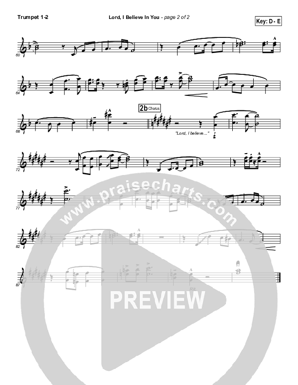 Lord I Believe In You Trumpet 1,2 (Songs of Brooklyn Tabernacle Choir (PraiseCharts Edition))