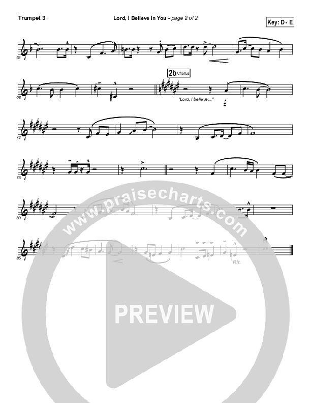 Lord I Believe In You Trumpet 3 (Songs of Brooklyn Tabernacle Choir (PraiseCharts Edition))