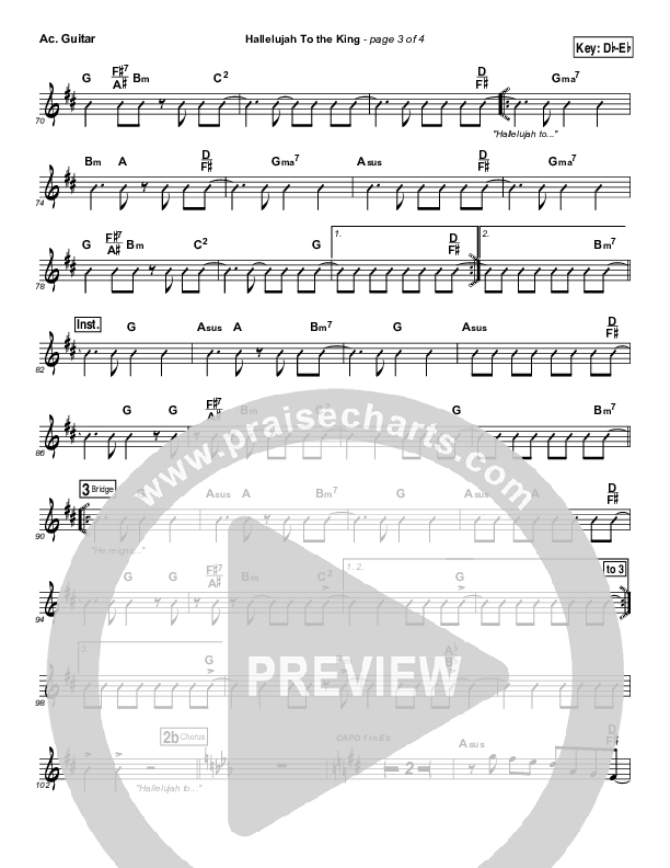 Hallelujah To The King Acoustic Guitar (Songs of Brooklyn Tabernacle Choir (PraiseCharts Edition))