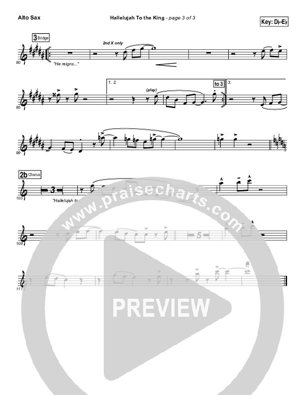 Hallelujah To The King Alto Sax (Songs of Brooklyn Tabernacle Choir (PraiseCharts Edition))