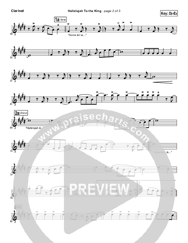 Hallelujah To The King Clarinet (Songs of Brooklyn Tabernacle Choir (PraiseCharts Edition))