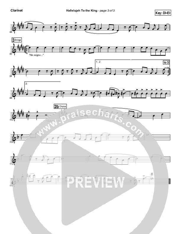 Hallelujah To The King Clarinet (Songs of Brooklyn Tabernacle Choir (PraiseCharts Edition))