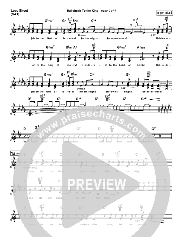 Hallelujah To The King Lead Sheet (Songs of Brooklyn Tabernacle Choir (PraiseCharts Edition))