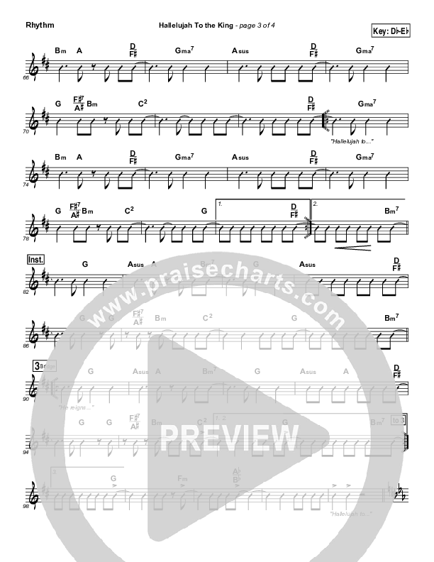 Hallelujah To The King Rhythm Chart (Songs of Brooklyn Tabernacle Choir (PraiseCharts Edition))