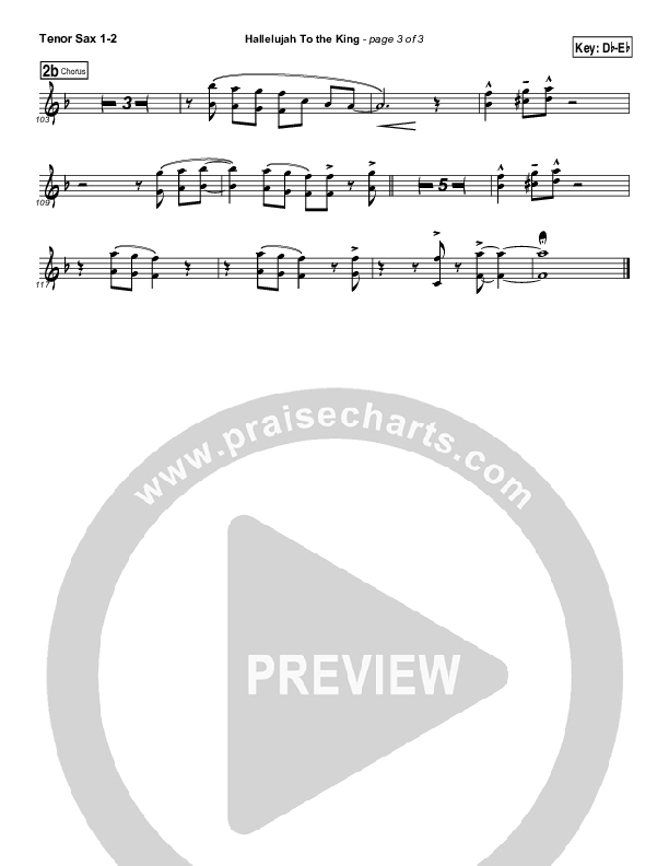 Hallelujah To The King Tenor Sax 1/2 (Songs of Brooklyn Tabernacle Choir (PraiseCharts Edition))