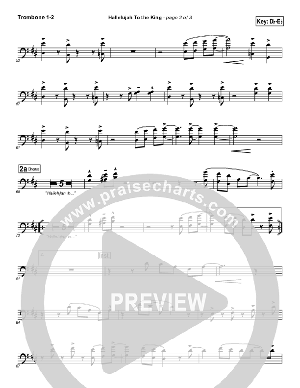 Hallelujah To The King Trombone 1/2 (Songs of Brooklyn Tabernacle Choir (PraiseCharts Edition))