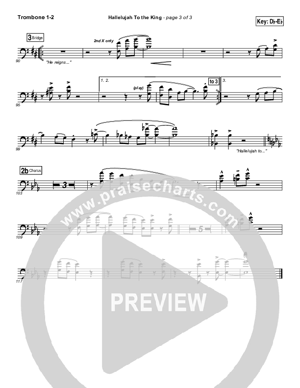 Hallelujah To The King Trombone 1/2 (Songs of Brooklyn Tabernacle Choir (PraiseCharts Edition))