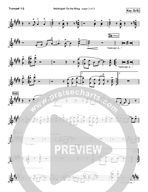 Hallelujah To The King Trumpet 1,2 (Songs of Brooklyn Tabernacle Choir (PraiseCharts Edition))