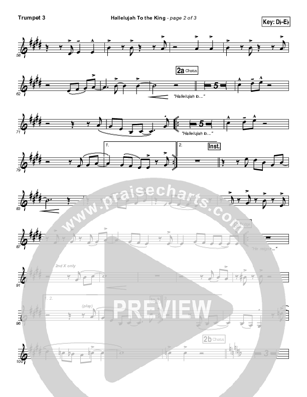 Hallelujah To The King Trumpet 3 (Songs of Brooklyn Tabernacle Choir (PraiseCharts Edition))