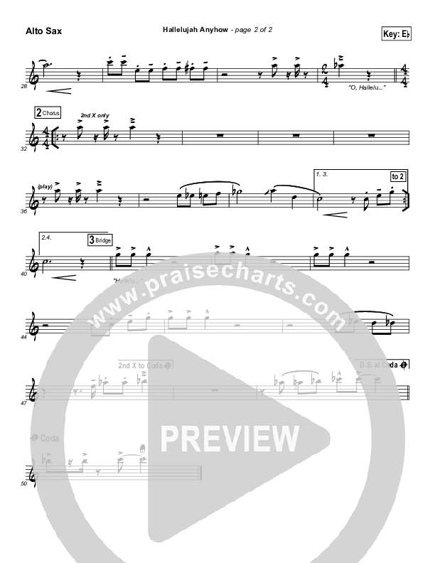 Hallelujah Anyhow Alto Sax (Songs of Brooklyn Tabernacle Choir (PraiseCharts Edition))