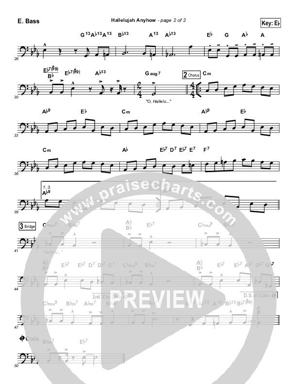 Hallelujah Anyhow Bass Guitar (Songs of Brooklyn Tabernacle Choir (PraiseCharts Edition))