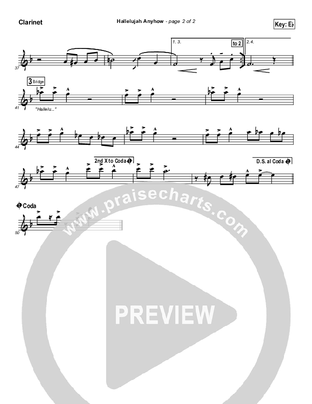 Hallelujah Anyhow Clarinet (Songs of Brooklyn Tabernacle Choir (PraiseCharts Edition))