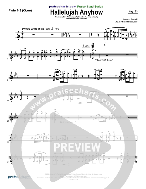 Hallelujah Anyhow Wind Pack (Songs of Brooklyn Tabernacle Choir (PraiseCharts Edition))