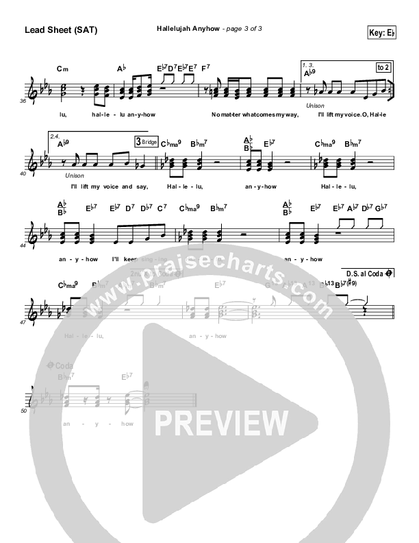 Hallelujah Anyhow Lead Sheet (SAT) (Songs of Brooklyn Tabernacle Choir (PraiseCharts Edition))