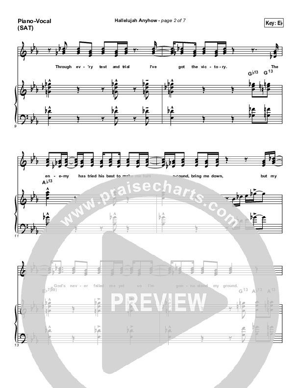 Hallelujah Anyhow Piano/Vocal (SAT) (Songs of Brooklyn Tabernacle Choir (PraiseCharts Edition))