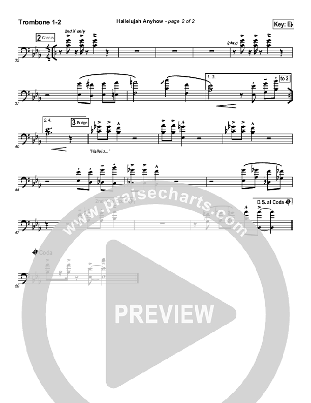 Hallelujah Anyhow Trombone 1/2 (Songs of Brooklyn Tabernacle Choir (PraiseCharts Edition))