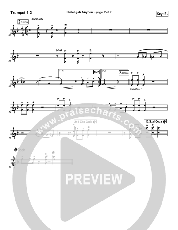 Hallelujah Anyhow Trumpet 1,2 (Songs of Brooklyn Tabernacle Choir (PraiseCharts Edition))