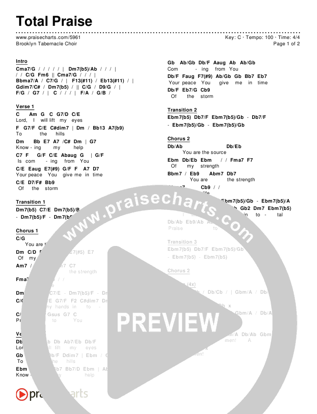 Total Praise Chord Chart