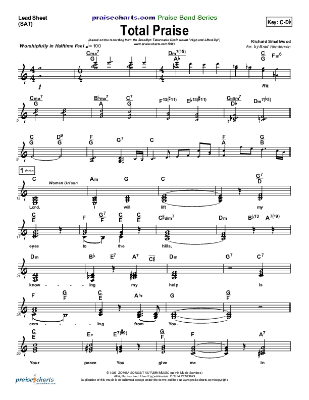 Total Praise Lead Sheet (SAT) (The Brooklyn Tabernacle Choir)