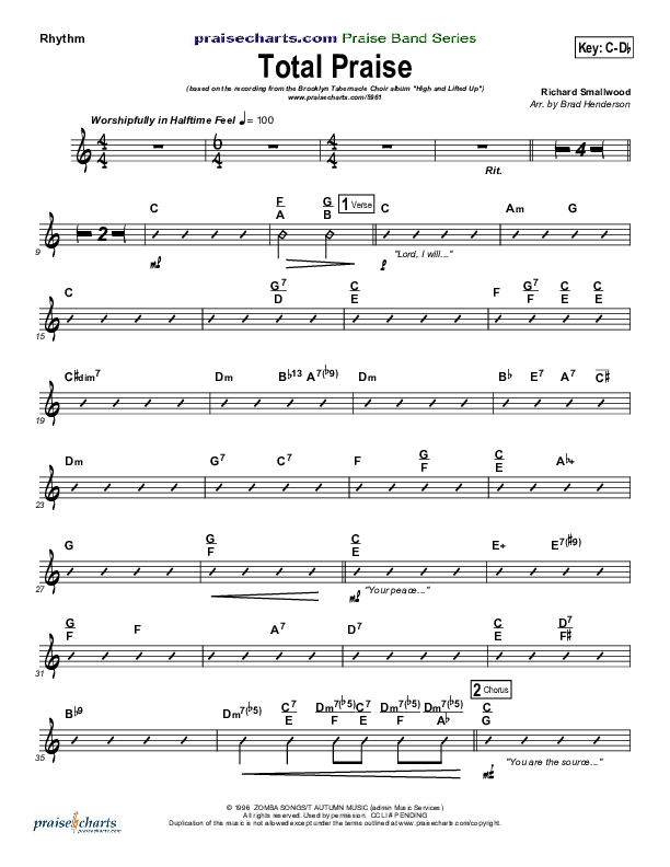 Total Praise Rhythm Chart (The Brooklyn Tabernacle Choir)