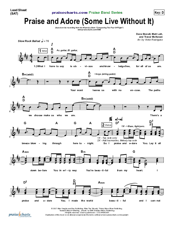 Praise And Adore Lead Sheet (Wavorly)