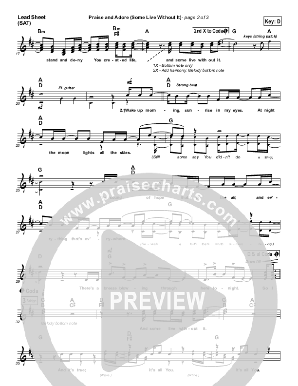 Praise And Adore Lead Sheet (Wavorly)