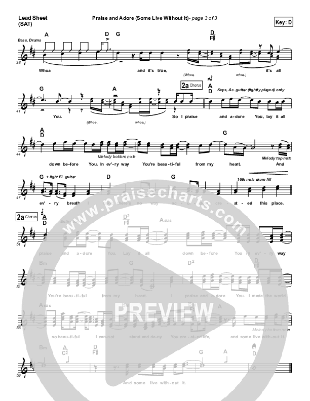 Praise And Adore Lead Sheet (Wavorly)