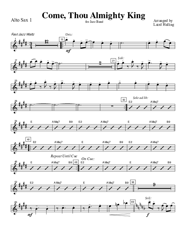 Come Thou Almighty King (Instrumental) Alto Sax 1/2 (Crosswinds Big Band)