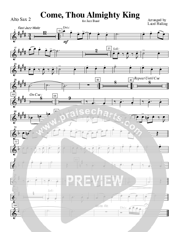 Come Thou Almighty King (Instrumental) Alto Sax 1/2 (Crosswinds Big Band)