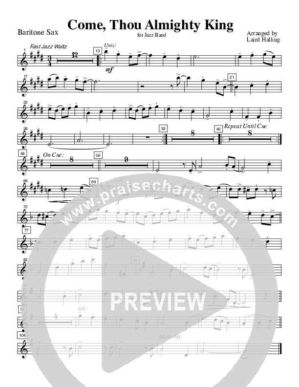 Come Thou Almighty King (Instrumental) Bari Sax (Crosswinds Big Band)