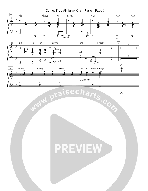 Come Thou Almighty King (Instrumental) Piano Sheet (Crosswinds Big Band)