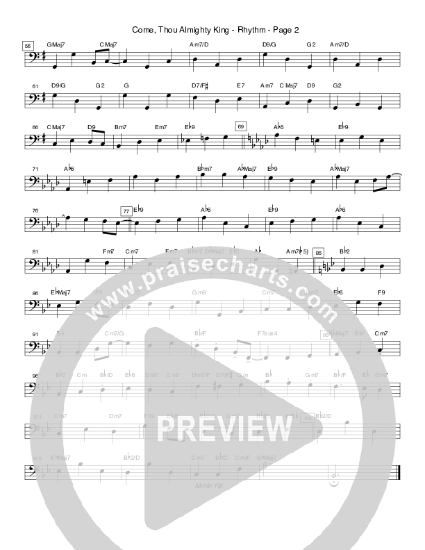 Come Thou Almighty King (Instrumental) Rhythm Chart (Crosswinds Big Band)