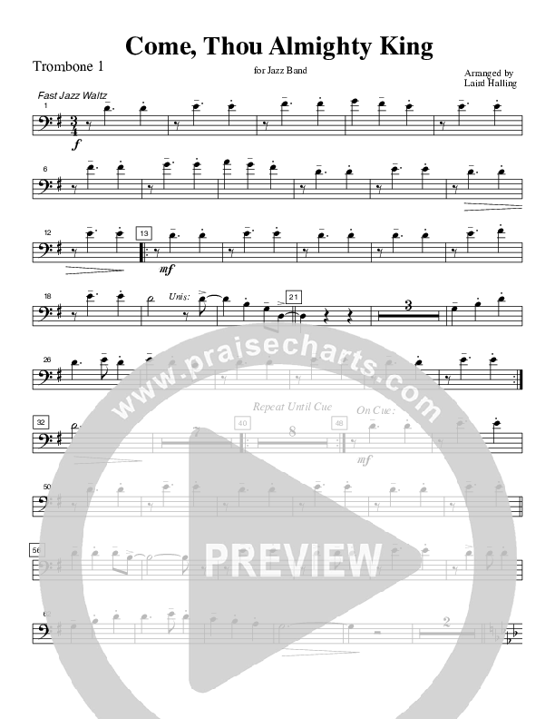 Come Thou Almighty King (Instrumental) Trombone 1 (Crosswinds Big Band)