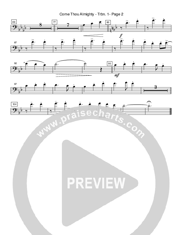 Come Thou Almighty King (Instrumental) Trombone 1 (Crosswinds Big Band)