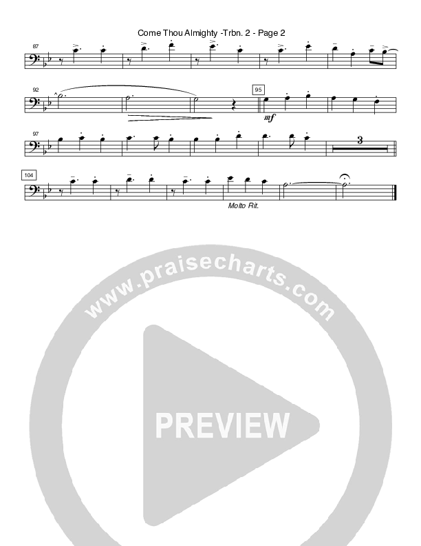 Come Thou Almighty King (Instrumental) Trombone 2 (Crosswinds Big Band)