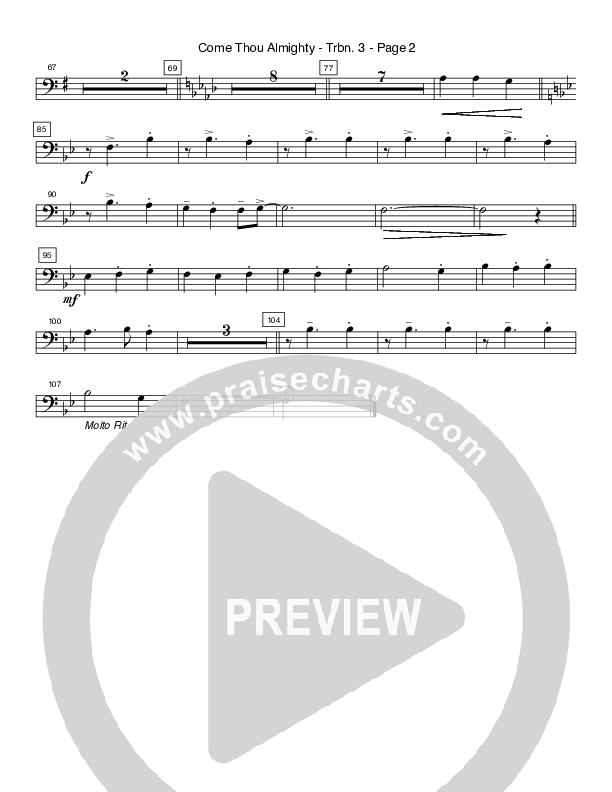 Come Thou Almighty King (Instrumental) Trombone 3 (Crosswinds Big Band)