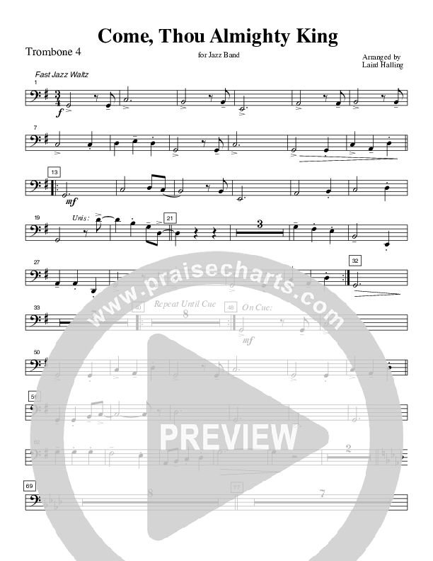 Come Thou Almighty King (Instrumental) Trombone 4 (Crosswinds Big Band)