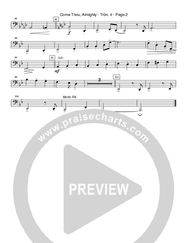 Come Thou Almighty King (Instrumental) Trombone 4 (Crosswinds Big Band)