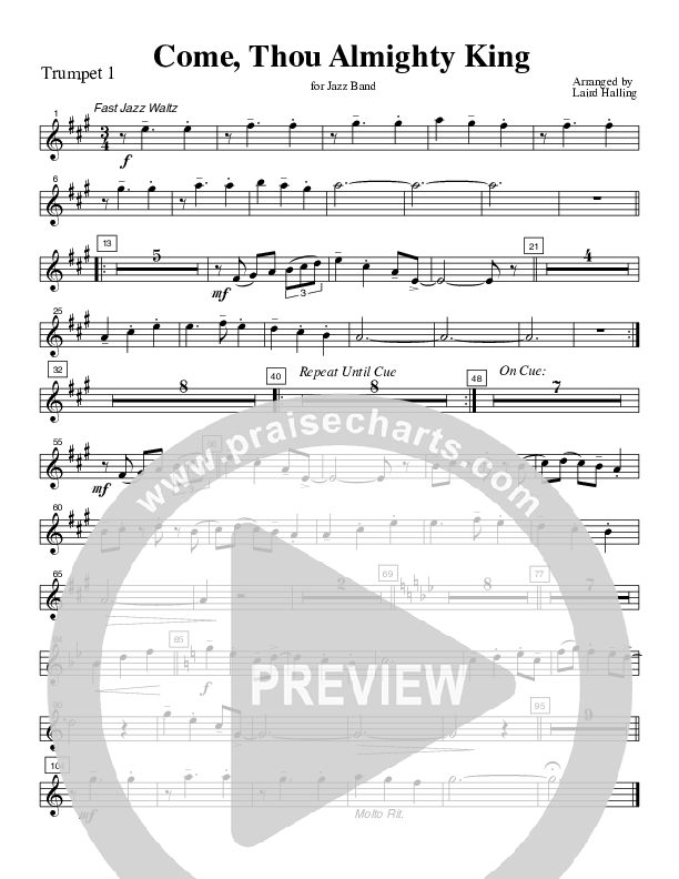 Come Thou Almighty King (Instrumental) Trumpet 1 (Crosswinds Big Band)