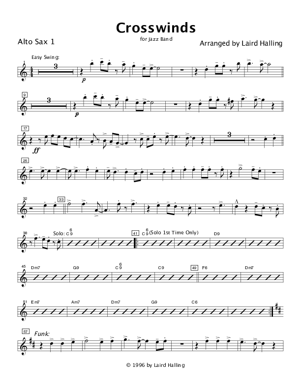 Crosswinds Medley (with Near The Cross, At The Cross and When I Survey The Wondrous) Alto Sax 1/2 (Crosswinds Big Band)