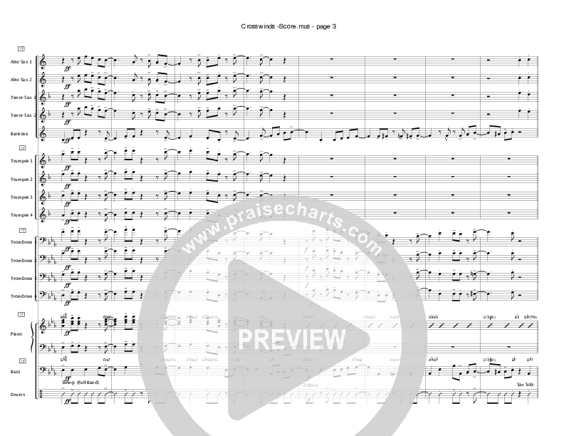 Crosswinds Medley (with Near The Cross, At The Cross and When I Survey The Wondrous) Conductor's Score (Crosswinds Big Band)